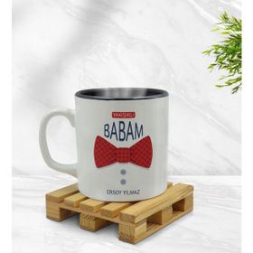 Kişiye Özel Yakışıklı Babam Tasarımlı İçi Siyah Renkli Model 2 Kupa