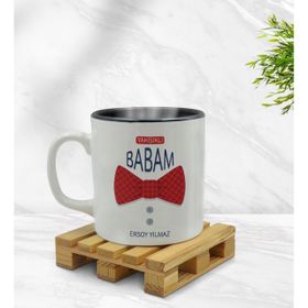 Kişiye Özel Yakışıklı Babam Tasarımlı İçi Siyah Renkli Model 2 Kupa