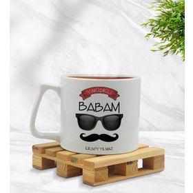 Kişiye Özel Yakışıklı Babam Tasarımlı Middle Beyaz Model 3 Kupa