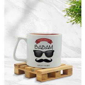 Kişiye Özel Yakışıklı Babam Tasarımlı Middle Beyaz Model 3 Kupa