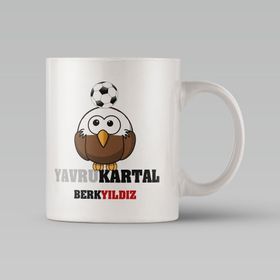 Kişiye Özel Yavru Kartal Tasarımlı Beyaz 2 Kupa Bardak