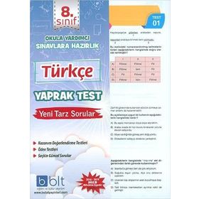 Kitap 8.Sınıf Türkçe Yaprak Test-Bulut Eğitim ve Kültür Yayınları