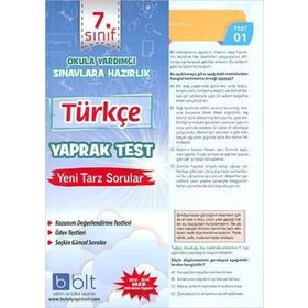 Kitap Bulut 7. Sınıf Türkçe Yaprak Test Yeni-Bulut Eğitim ve Kültür Yayınları