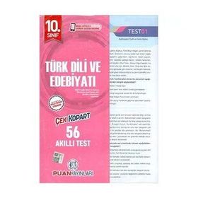 Kitap Puan Yayınları 10. Sınıf Türk Dili ve Edebiyatı Yaprak Test