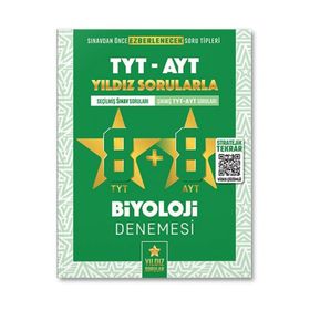 Kitap Yıldız Sorular TYT AYT Biyoloji 8+8 Deneme