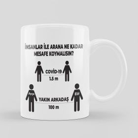 Kitapeli Hediye Corona Sosyal Mesafe Kupa Bardak