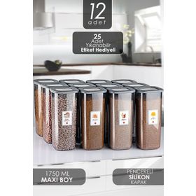 Kitchen Life 12 Adet 1750 ml Süper Set Jumbo Boy Erzak Saklama Kabı Seti