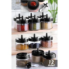 Kitchen Life 12'li 300 ml Kapağı Kendinden Kaşıklı Baharatlık Seti
