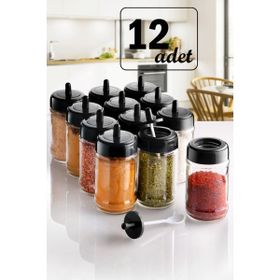 Kitchen Life 12'li 300 ml Kapağı Kendinden Kaşıklı Baharatlık Seti