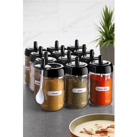 Kitchen Life 12'li 300 ml Kapağı Kendinden Kaşıklı Baharatlık Seti
