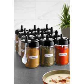 Kitchen Life 12'li 300 ml Kapağı Kendinden Kaşıklı Baharatlık Seti