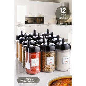 Kitchen Life 12'li 300 ml Kapağı Kendinden Kaşıklı Baharatlık Seti