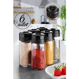 Kitchen Life 6 Adet 245 ml Büyük Boy Cam Baharatlık Seti