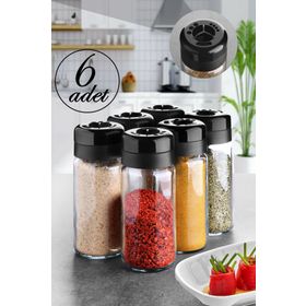 Kitchen Life 6 Adet 245 ml Büyük Boy Cam Baharatlık Seti