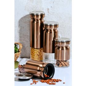 Kitchen World 4 Boy Çelik Kaplama Vakum Kapaklı Saklama Kabı