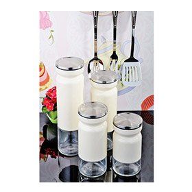 Kitchen World 4 Boy Çelik Kaplama Vakum Kapaklı Saklama Kabı