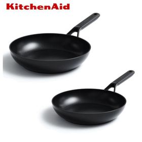 KitchenAid Siyah 24+28 cm Alüminyum 2'li Kızartma Tavası
