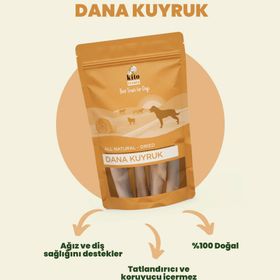 Kito 100 gr Kurutulmuş Dana Kuyruk Çiğnemelik Doğal Glutensiz Organik Köpek Ödül Maması