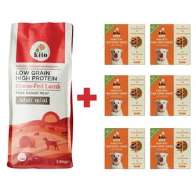 Kito 2.5 kg Yetişkin Mini Irk Köpek Maması + 6 Adet Kuzu Etli Fresh Köpek Maması