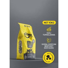Kityus Ekstra Topaklanan İnce Taneli Tozsuz Aktif Karbonlu Bentonit 10 kg Kedi Kumu