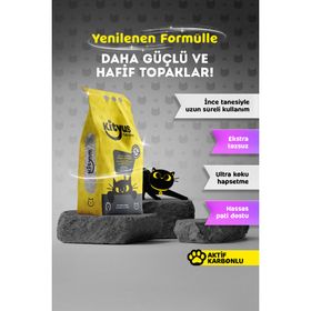 Kityus Ekstra Topaklanan İnce Taneli Tozsuz Aktif Karbonlu Bentonit 5 lt Kedi Kumu