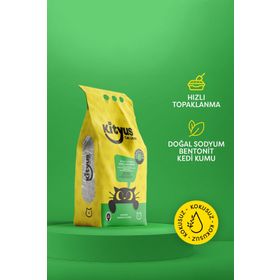 Kityus Hassas Kediler İçin Tozsuz Topaklanan Kokusuz Bentonit 5 lt Kedi Kumu