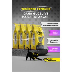 Kityus İnce Taneli Tozsuz Aktif Karbonlu Bentonit 4x5 lt Kedi Kumu