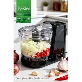 Kiwi KC-8217 Siyah 350 ml Paslanmaz Çelik Bıçaklı Mini Gıda Doğrayıcı