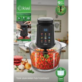Kiwi KC-8250 800W Siyah Cam Kase Titanyum Bıçaklı Gıda Öğütücü Doğrayıcı