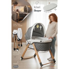 Kiwi KW-2001 Gri Sleeper Anne Yanı Reflü Ayarlı Park Beşik
