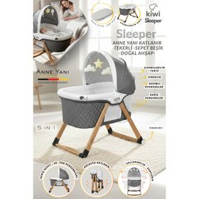 Kiwi KW-2001 Gri Sleeper Anne Yanı Reflü Ayarlı Park Beşik