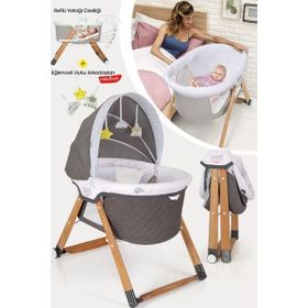Kiwi KW-2001 Gri Sleeper Anne Yanı Reflü Ayarlı Park Beşik