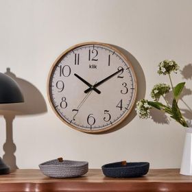 Klik Simplex Bej 38 cm Ahşap Görünümlü Duvar Saati