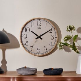 Klik Simplex Bej 38 cm Ahşap Görünümlü Duvar Saati