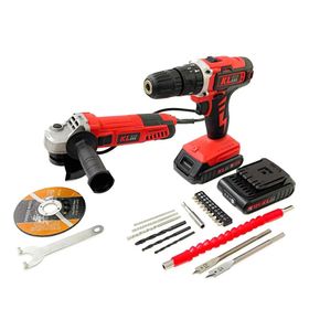 Klpro KLEco KETM1875 18V/1.5 Ah Çift Akülü Darbeli Matkap + 750W 23 Parça Aksesuarlı Avuç Taşlama