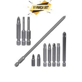 Klytek 11 Parça Matkap Bits Uç Vidalama Ucu Düz Yıldız Torx Uç