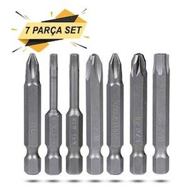 Klytek 7 Parça Matkap Bits Uç Vidalama Ucu Düz Yıldız Torx Uç