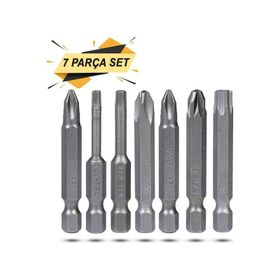 Klytek 7 Parça Matkap Bits Uç Vidalama Ucu Düz Yıldız Torx Uç