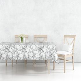 K&M Hometex Astarlı Sıvı Geçirmez Silinebilir Beyaz Gri Muşamba Masa Örtüsü