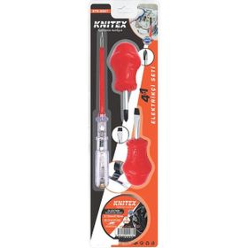 Knitex KTX-2841 4'lü Kontrol Kalemi-Elektrik Bantı-Yıldız-Düz Tornavida Tornavida Seti
