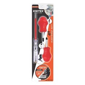 Knitex KTX-2841 4'lü Kontrol Kalemi-Elektrik Bantı-Yıldız-Düz Tornavida Tornavida Seti