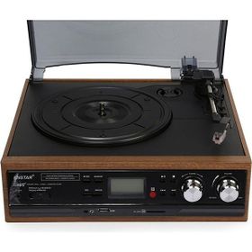 Knstar KN-27 Siyah USB 33-45-78 Bluetoothlu Kumandalı Hoparlörlü Pikap