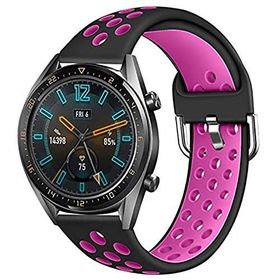 KNY 2125205175 Samsung Galaxy Gear S3 İçin Delikli Renkli Spor Silikon Siyah Fuşya Kordon