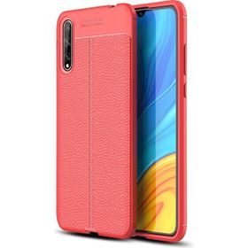 Kny Huawei P Smart Deri Desenli Lux Niss Silikon Kırmızı Kılıf