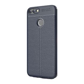 Kny Huawei P Smart Deri Desenli Lux Niss Silikon Lacivert Kılıf