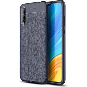 Kny Huawei P Smart Deri Desenli Lux Niss Silikon Lacivert Kılıf