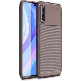 KNY Huawei P Smart Karbon Desenli Lux Negro Silikon Kahverengi Kılıf