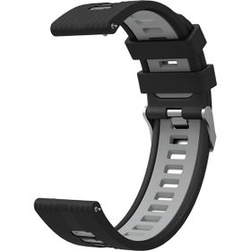 KNY Huawei Watch Ultimate KRD 55 Siyah Gri 22 mm İçin 2 Renkli Kademeli Silikon Kordon