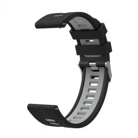 KNY Huawei Watch Ultimate KRD 55 Siyah Gri 22 mm İçin 2 Renkli Kademeli Silikon Kordon