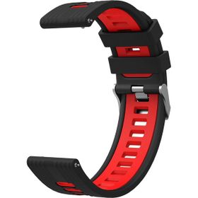 KNY Huawei Watch Ultimate KRD 55 Siyah Kırmızı 22 mm İçin 2 Renkli Kademeli Silikon Kordon